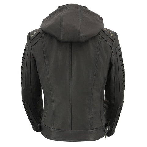 Milwaukee Leather SFL2865 Women's Black Hooded Scuba Leather Jacket