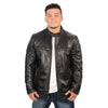 Milwaukee Leather SFM1800 Men's 'Cafe Racer' Black Premium Lambskin Motorcycle Fashion Leather Jacket