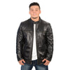 Milwaukee Leather SFM1800 Men's 'Café Racer' Black Lambskin Leather Jacket - Milwaukee Leather Mens Leather Jackets