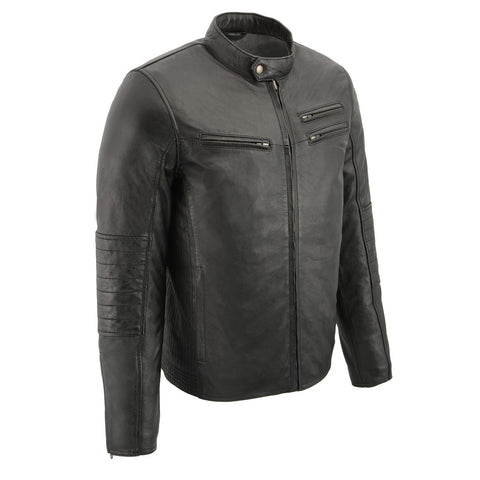 Milwaukee Leather SFM1806 Men's Black Euro Collar Cafe Style Leather J ...