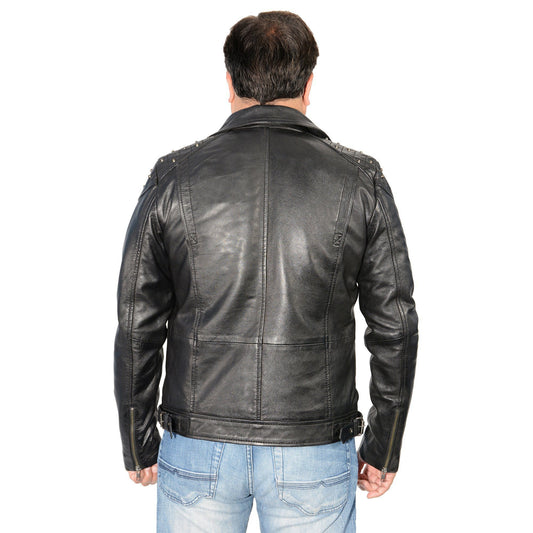 Milwaukee Leather SFM1825 Men's 'Studded' Black Leather Motorcycle Style Jacket