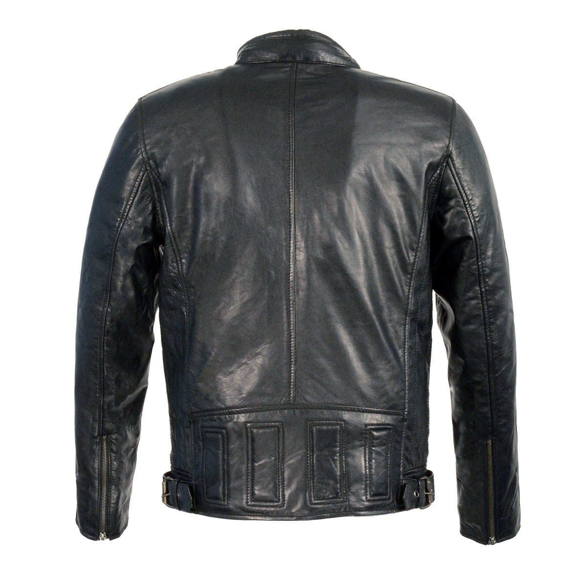 Milwaukee Leather SFM1835 Men's Black ‘Cafe Racer’ Leather Jacket with Snap Button Collar