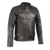 Milwaukee Leather SFM1835 Men's ‘Café Racer’ Black Leather Jacket with Snap Button Collar - Milwaukee Leather Mens Leather Jackets