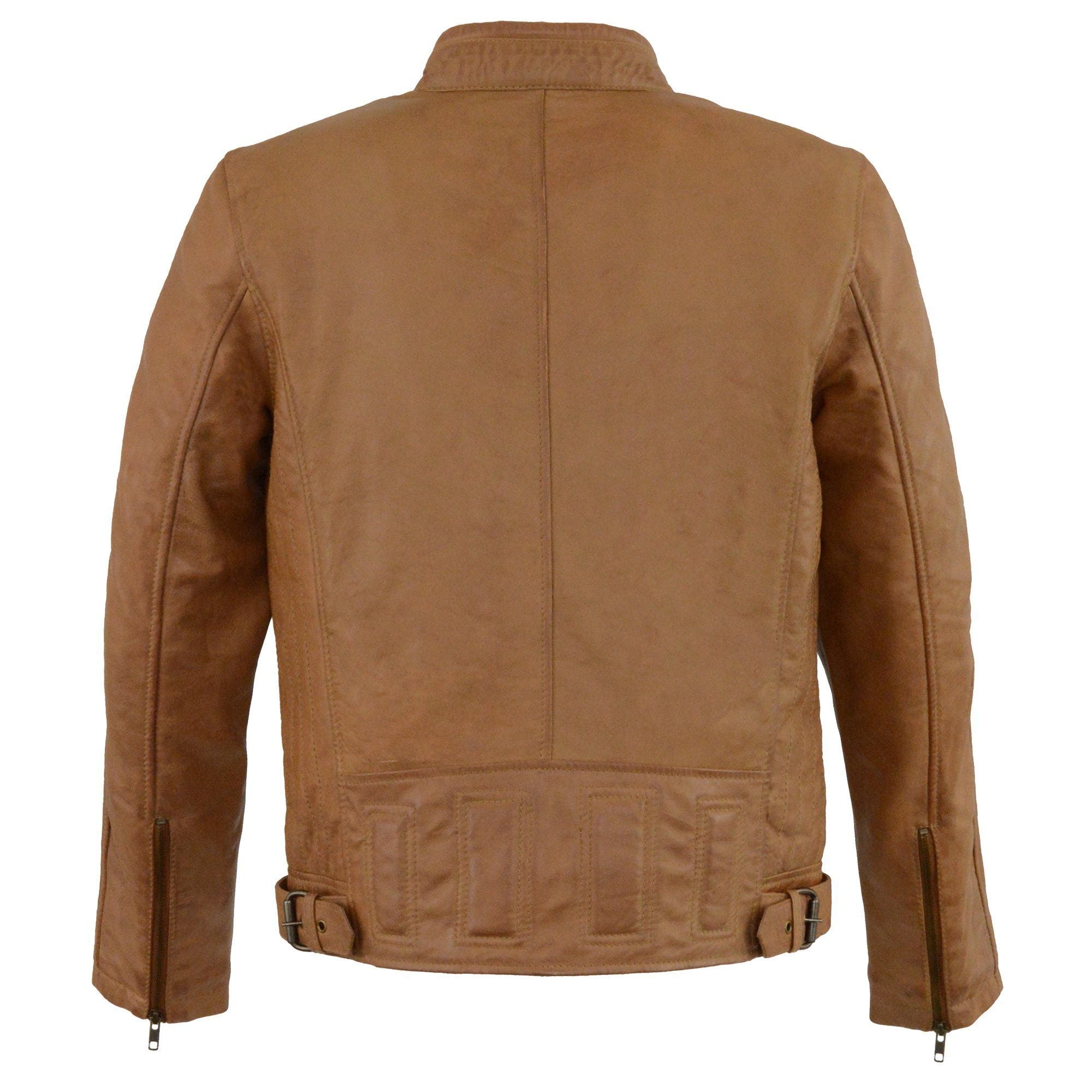 Milwaukee Leather SFM1835 Men's ‘Café Racer’ Saddle Leather Jacket with Snap Button Collar - Milwaukee Leather Mens Leather Jackets