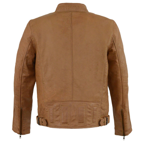 Milwaukee Leather SFM1835 Men's ‘Café Racer’ Saddle Leather Jacket with Snap Button Collar - Milwaukee Leather Mens Leather Jackets