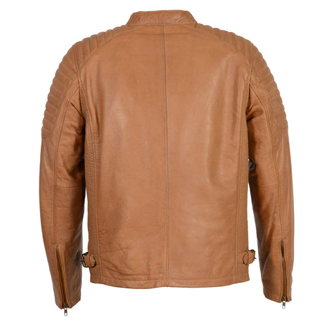 Milwaukee Leather SFM1840 Men's 'Quilted' Saddle Leather Fashion Jacket with Snap Button Collar