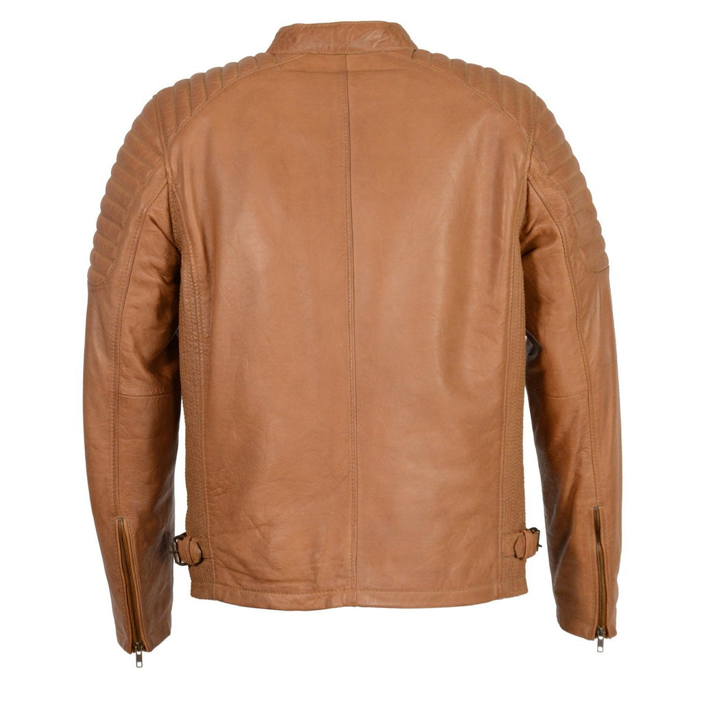 Milwaukee Leather SFM1840 Men's 'Quilted' Saddle Leather Jacket with Snap Button Collar - Milwaukee Leather Mens Leather Jackets