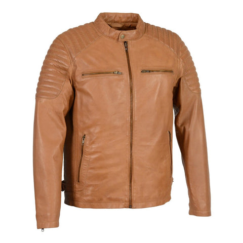 Milwaukee Leather SFM1840 Men's 'Quilted' Saddle Leather Jacket with Snap Button Collar - Milwaukee Leather Mens Leather Jackets