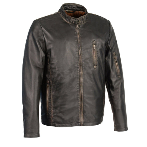 Milwaukee Leather SFM1855 Men's Black Brown Leather Moto Racer Jacket ...