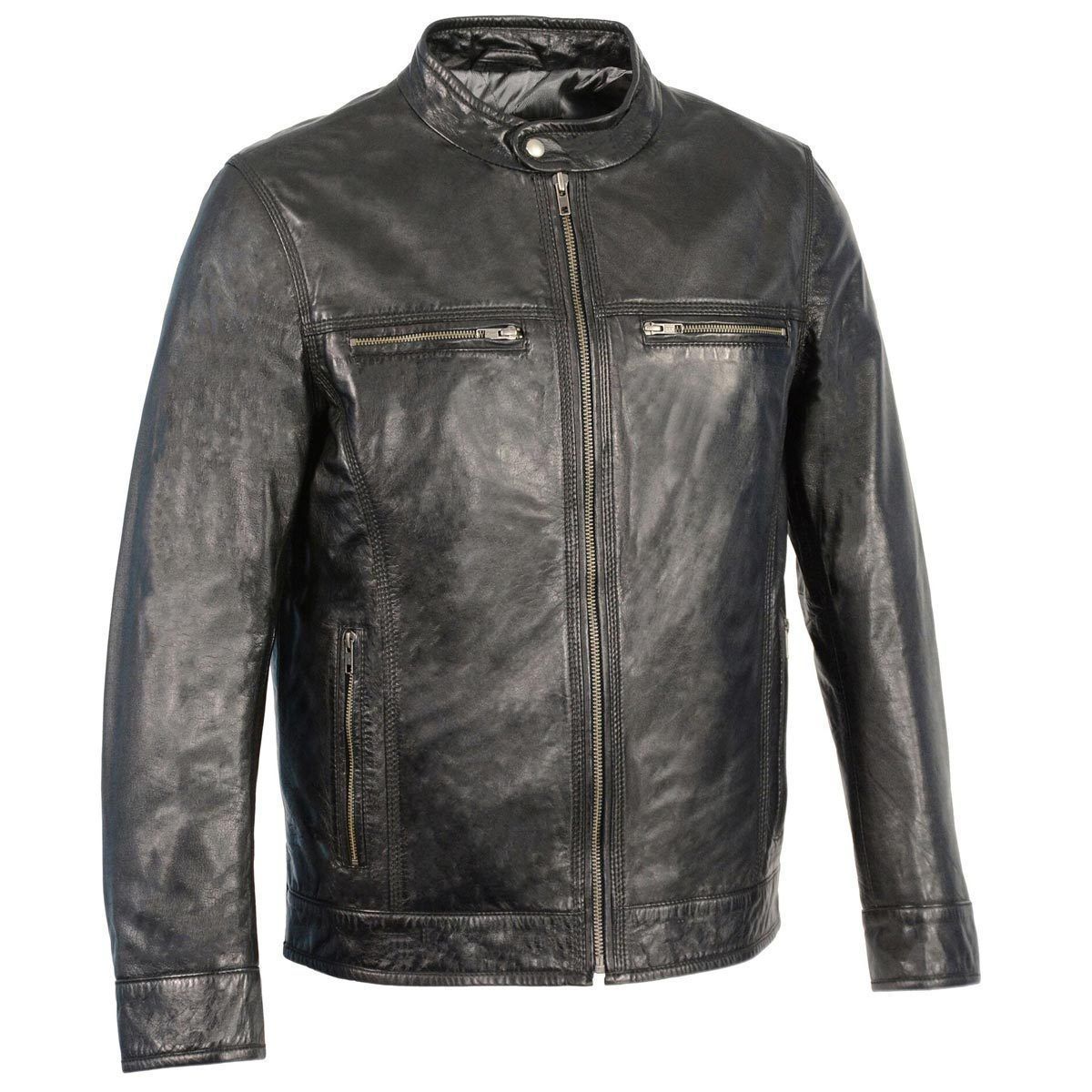 Milwaukee Leather SFM1865 Men's Black Classic Leather Jacket with Zipper Closure - Milwaukee Leather Mens Leather Jackets