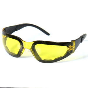 Hot Leathers Rider Sunglasses with Padding and Yellow Lenses
