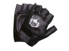 Xelement XG351 Men's Black 'Fire Skull' Embroidered Leather Fingerless Gloves