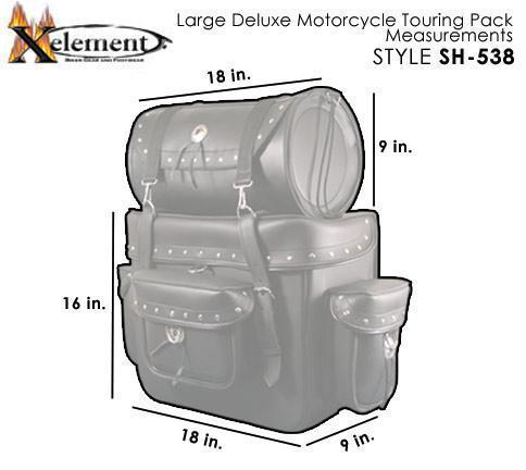 Milwaukee Leather SH538 Black Large PVC Deluxe Water Resistant Motorcycle Touring Sissy Bar Bag Pack