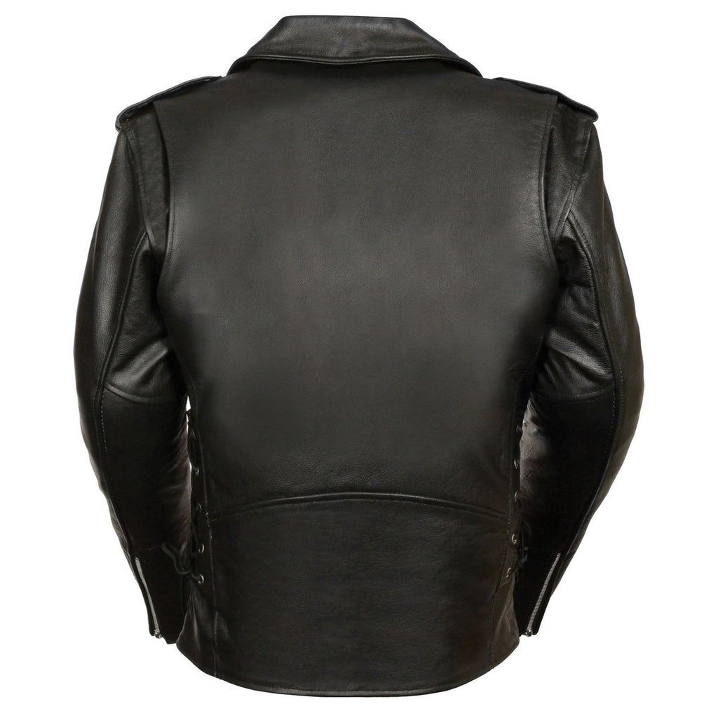 Milwaukee Leather SH1011 Tall Men's Classic Side Lace Police Style Motorcycle Leather Jacket - Milwaukee Leather Mens Leather Jackets