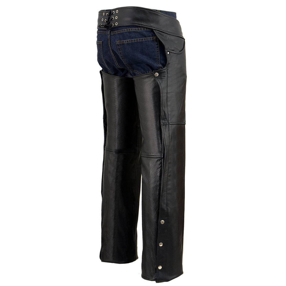 Milwaukee Leather Chaps for Men's Black Premium Leather - Classic Jean Style Pockets Motorcycle Chap - SH1101TALL
