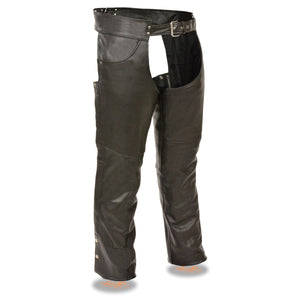 Milwaukee Leather SH1101 Men's Black Classic Leather Chaps with Jean Pockets - Milwaukee Leather Mens Leather Chaps