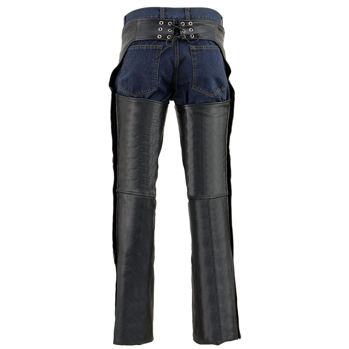 Milwaukee Leather Women's Motorcycle Chaps – Black & Orange Laser Cut, Premium Cowhide, Medium