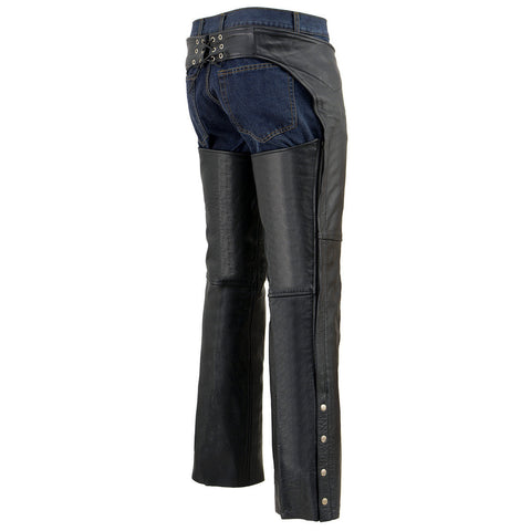 Milwaukee Leather Chaps for Men's Black Premium Leather Fully Lined -