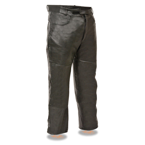 Milwaukee Leather SH1150 Men's Black Leather Over Pants with Jean Style Pockets - Milwaukee Leather Mens Leather Over Pants