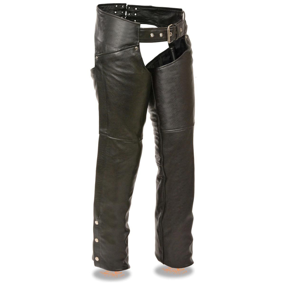 Milwaukee Leather SH1173 Women's Black Classic Hip Pocket Leather Chaps - Milwaukee Leather Womens Leather Chaps