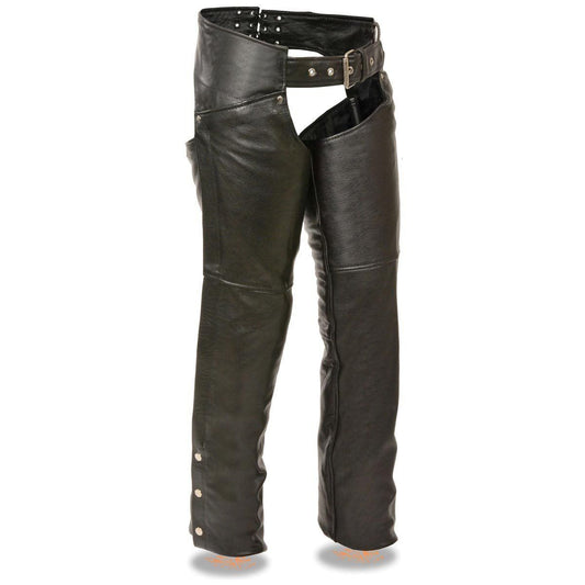 Milwaukee Leather SH1173 Women's Black Classic Hip Pocket Leather Chaps - Milwaukee Leather Womens Leather Chaps