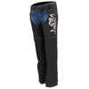 Milwaukee Leather SH1182 Women's Black with Pink Textile Motorcycle Riding Chaps with Tribal Embroidery
