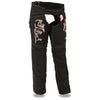 Milwaukee Performance SH1182 Women's Black and Pink Textile Chap with Tribal Embroidery - Milwaukee Performance Womens Textile Chaps