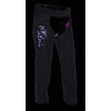 Milwaukee Performance SH1182 Women's Black and Purple Textile Chap with Tribal Embroidery - Milwaukee Performance Womens Textile Chaps