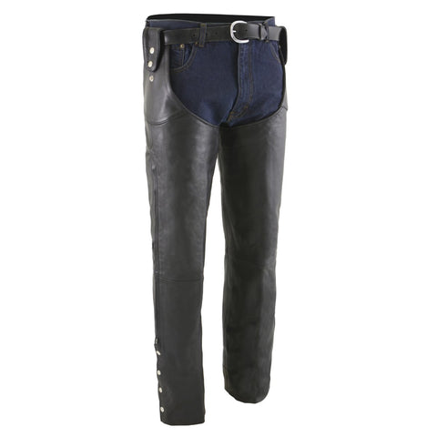 Milwaukee Leather SH1198 Men's Black Adjustable Side Snap Belt Less Chaps - Milwaukee Leather Mens Leather Chaps