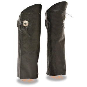 Milwaukee Leather SH1199 Women's Black Leather Short Chaps with Conchos - Milwaukee Leather Womens Half Leather Chaps