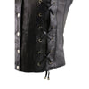 Milwaukee Leather SH1216 Ladies Black Leather Vest with Front Laces and Dual Gun Pockets - Milwaukee Leather Womens Leather Vests