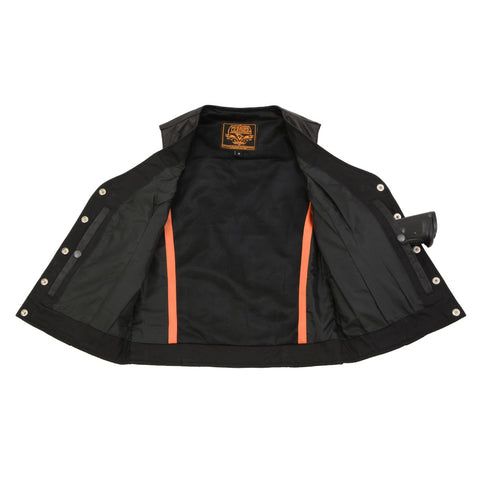 Milwaukee Leather SH1216 Ladies Black Leather Vest with Front Laces and Dual Gun Pockets - Milwaukee Leather Womens Leather Vests