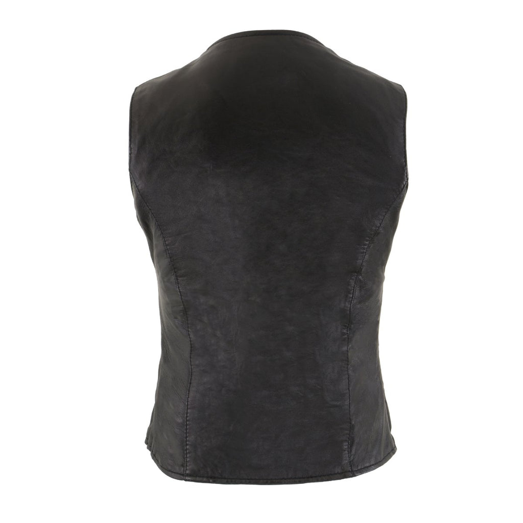 Milwaukee Leather SH1216 Ladies Black Leather Vest with Front Laces and Dual Gun Pockets - Milwaukee Leather Womens Leather Vests