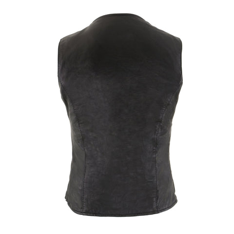 Milwaukee Leather SH1216 Ladies Black Leather Vest with Front Laces and Dual Gun Pockets - Milwaukee Leather Womens Leather Vests