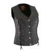 Milwaukee Leather SH1216 Ladies Black Leather Vest with Front Laces and Dual Gun Pockets - Milwaukee Leather Womens Leather Vests