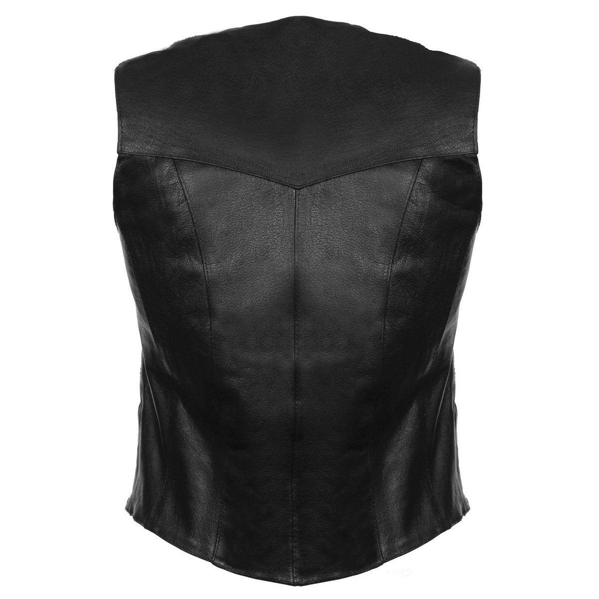 Milwaukee Leather SH1227 Ladies Classic Black Leather  Four Snap Vest with Gun Pockets - Milwaukee Leather Womens Leather Vests
