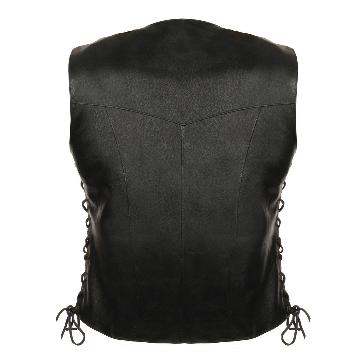 Milwaukee Leather SH1227L Ladies Classic Black Leather Vest with Side Lace - Milwaukee Leather Womens Leather Vests