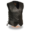 Milwaukee Leather SH1227L Ladies Classic Black Leather Vest with Side Lace - Milwaukee Leather Womens Leather Vests