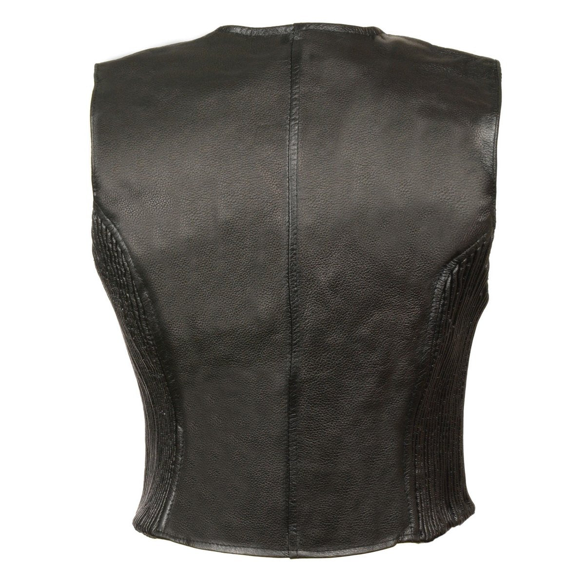 Milwaukee Leather SH1288 Ladies Black Leather Ves with Side Stretch and Zipper Closure - Milwaukee Leather Womens Leather Vests