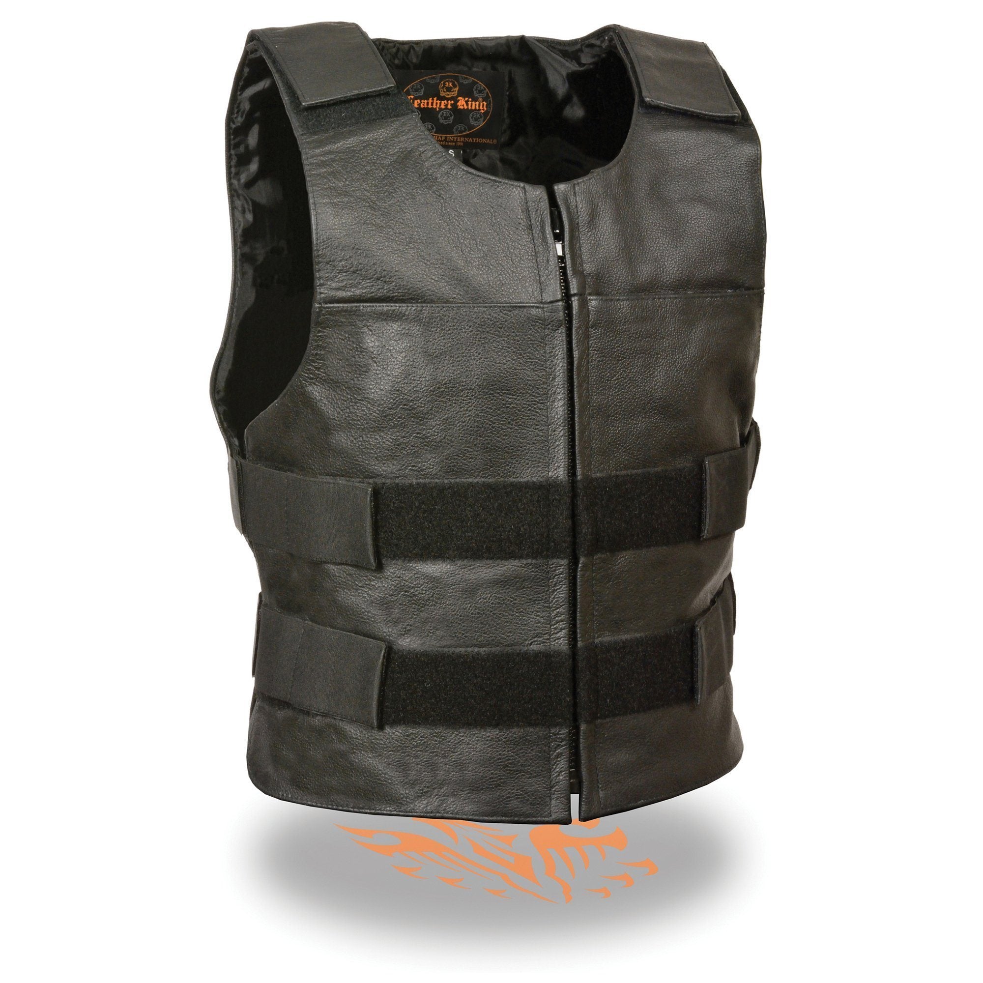 Milwaukee Leather SH1367Z Men's Black 'Replica Bullet Proof Style'Leather Zipper Vest - Milwaukee Leather Mens Leather Vests