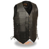 Milwaukee Leather SH1391 Men's Black Leather 10 Pocket Vest with Gun Pockets - Milwaukee Leather Mens Leather Vests