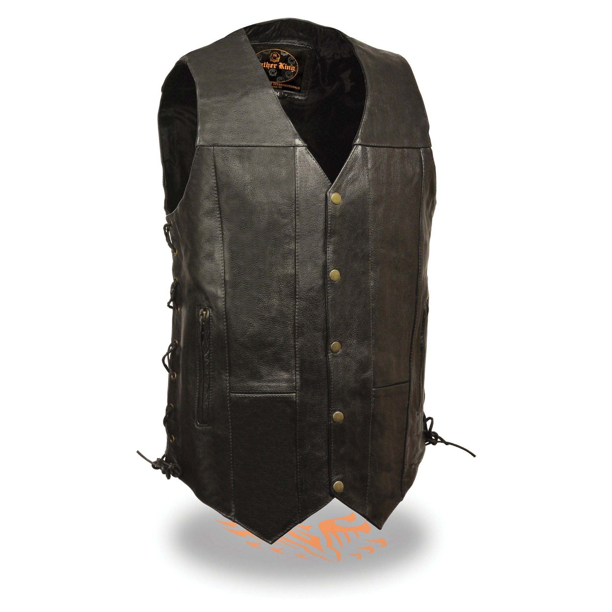 Milwaukee Leather SH1392Tall Men's Tall Sizes Black Leather 10 Pocket Vest with Gun Pockets - Milwaukee Leather Mens Leather Vests