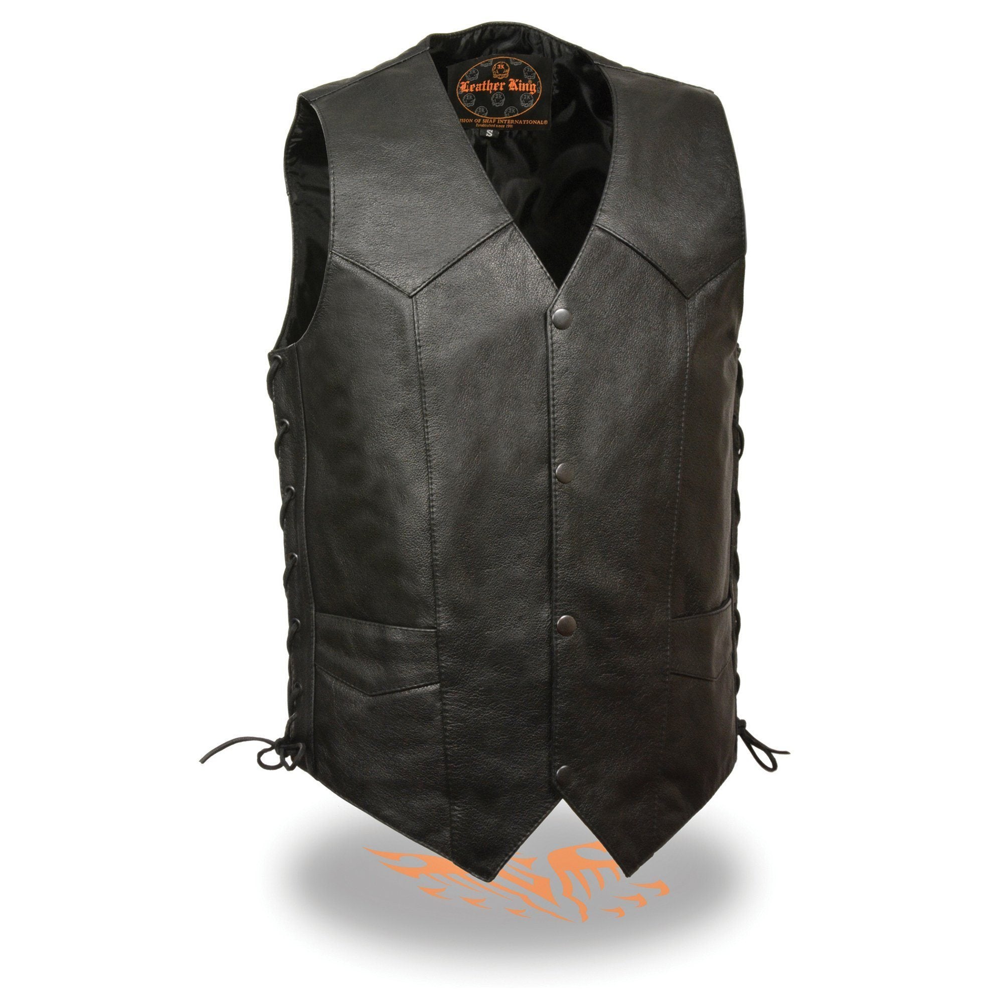 Milwaukee Leather SH1397 Men's Classic Black Leather Side Lace Vest with Gun Pockets - Milwaukee Leather Mens Leather Vests