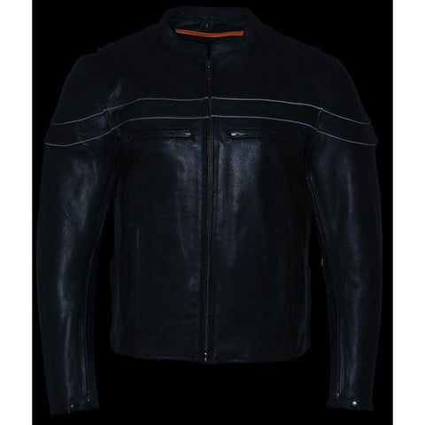 Milwaukee Leather SH1408 Men's Sporty Crossover Vented Black Motorcycle Leather Scooter Jacket