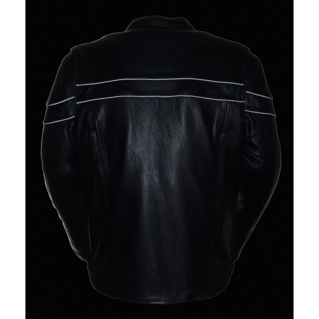 Milwaukee Leather SH1408 Men's Sporty Crossover Vented Black Leather Scooter Jacket with Gun Pocket - Milwaukee Leather Mens Leather Jackets