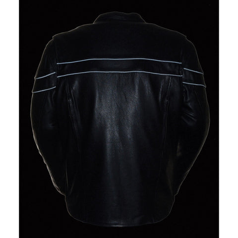 Milwaukee Leather SH1408 Men's Sporty Crossover Vented Black Leather Scooter Jacket with Gun Pocket - Milwaukee Leather Mens Leather Jackets