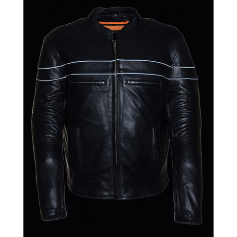 Milwaukee Leather SH1408 Men's Sporty Crossover Vented Black Leather Scooter Jacket with Gun Pocket - Milwaukee Leather Mens Leather Jackets