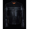 Milwaukee Leather SH1408 Men's Sporty Crossover Vented Black Leather Scooter Jacket with Gun Pocket - Milwaukee Leather Mens Leather Jackets