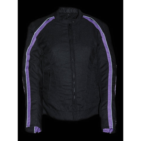 Milwaukee Performance SH1954 Women's Black and Purple Textile Jacket with Stud and Wings Detailing - Milwaukee Performance Womens Textile Jackets