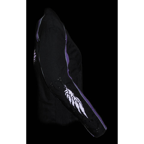 Milwaukee Performance SH1954 Women's Black and Purple Textile Jacket with Stud and Wings Detailing - Milwaukee Performance Womens Textile Jackets
